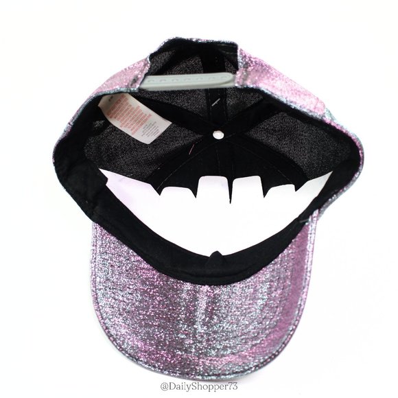 Primark Girls' Purple Blue Green Color Shift Glitter Woven Fabric Baseball Cap - Picture 6 of 7